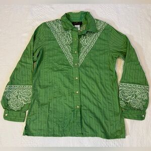 Bob Mackie Wearable Art Shirt Embroidered Green Women’s Sz M
